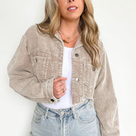  Perfect Promise Cropped Distressed Corduroy Jacket - FINAL SALE - kitchencabinetmagic