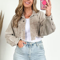  Perfect Promise Cropped Distressed Corduroy Jacket - FINAL SALE - kitchencabinetmagic