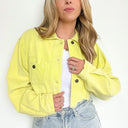 Neon Yellow / S Perfect Promise Cropped Distressed Corduroy Jacket - FINAL SALE - kitchencabinetmagic