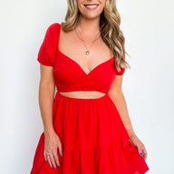 S / Red Perfectly Alluring Criss Cross Cutout Wrap Front Dress - kitchencabinetmagic