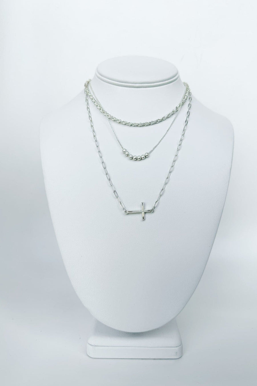 Silver Pomeline Cross Chain Layered Necklace - kitchencabinetmagic