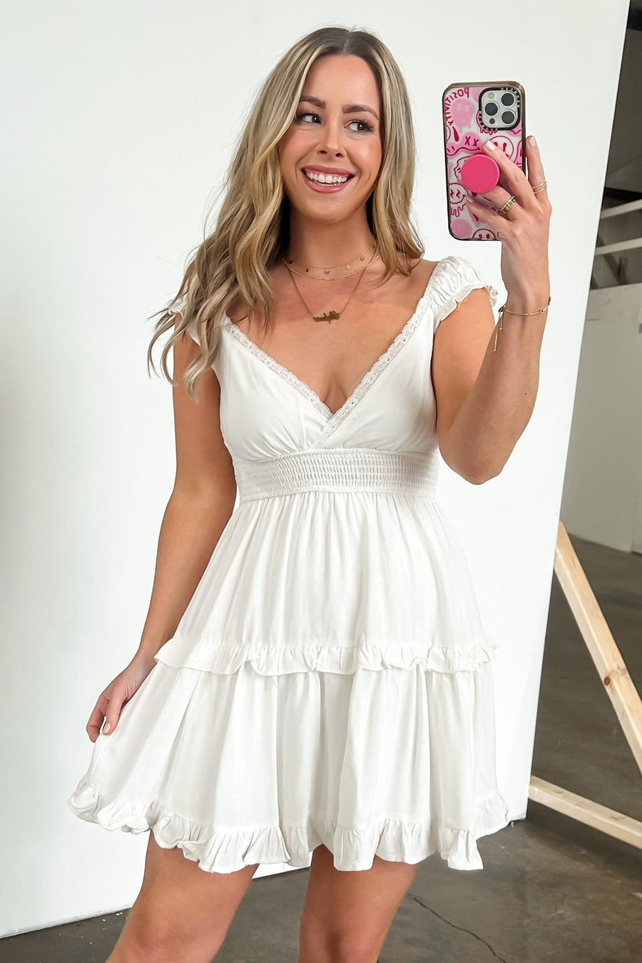 White / S Pretty Perfect Cap Sleeve Ruffle Tiered Dress - FINAL SALE - kitchencabinetmagic