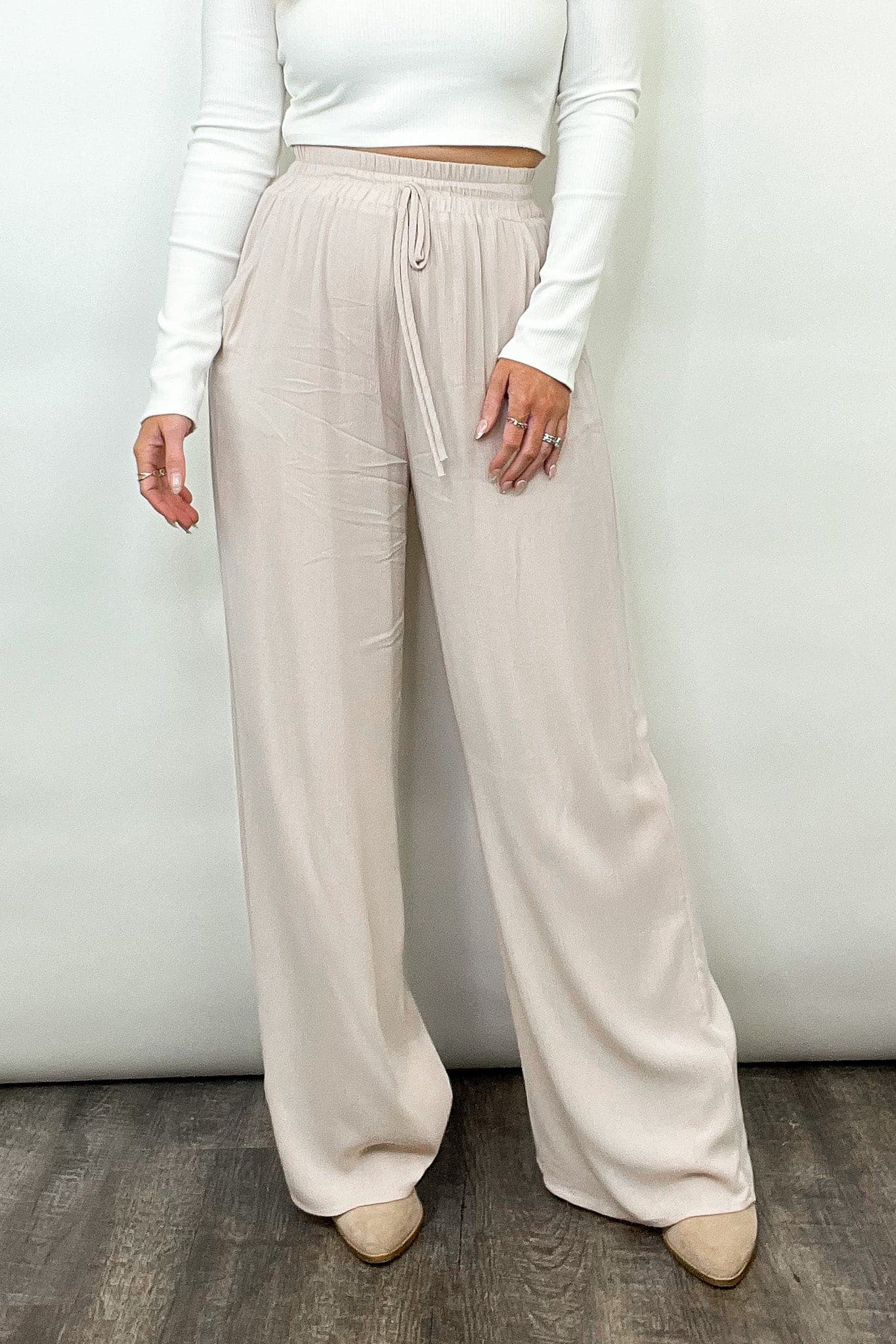  Priam Elastic Waist Palazzo Pants - FINAL SALE - kitchencabinetmagic