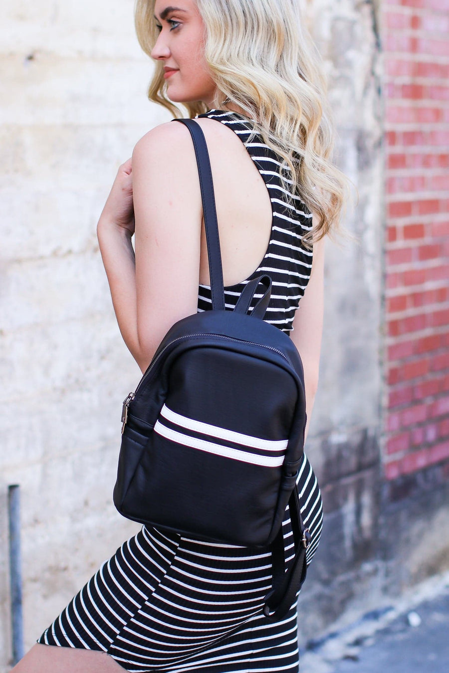  Race Is On Striped Backpack - FINAL SALE - kitchencabinetmagic