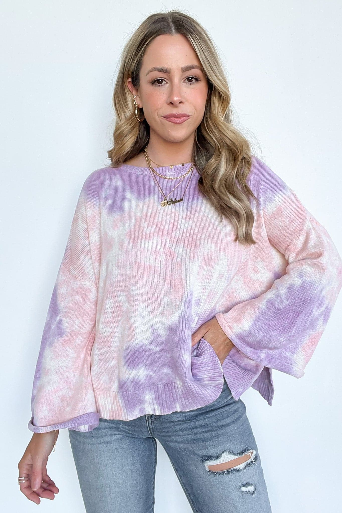 Mauve / S Radiant Energy Flowy Dye Knit Top - kitchencabinetmagic