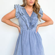  Raelle Ruffle Denim Dress - kitchencabinetmagic