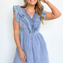  Raelle Ruffle Denim Dress - kitchencabinetmagic