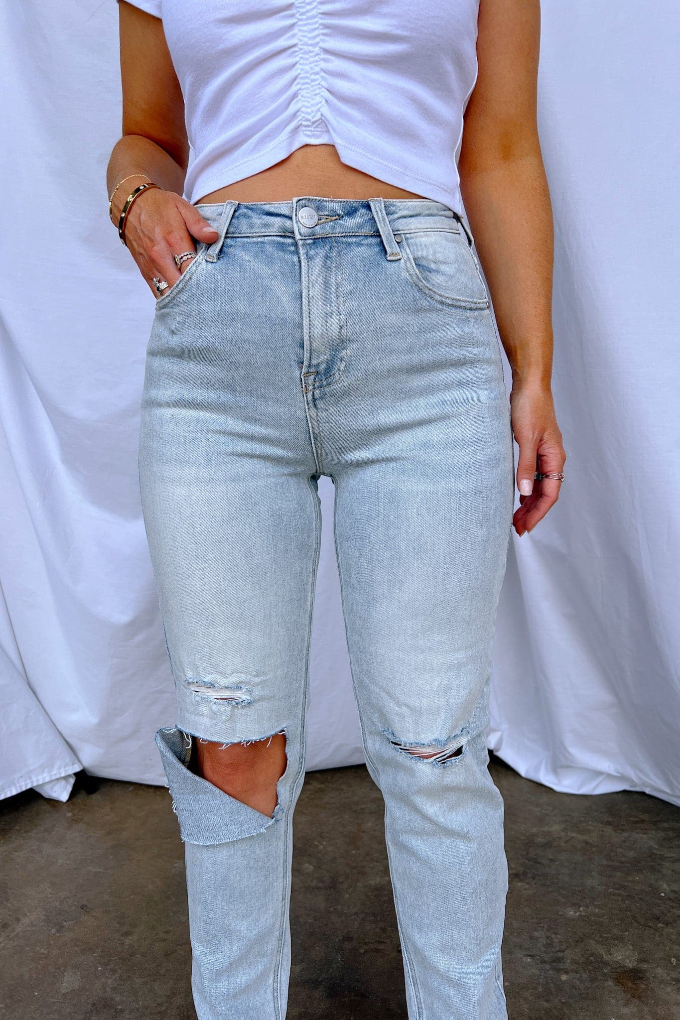  Reinah High Rise Distressed Relaxed Jeans - FINAL SALE - kitchencabinetmagic