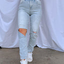1 / Light Reinah High Rise Distressed Relaxed Jeans - FINAL SALE - kitchencabinetmagic