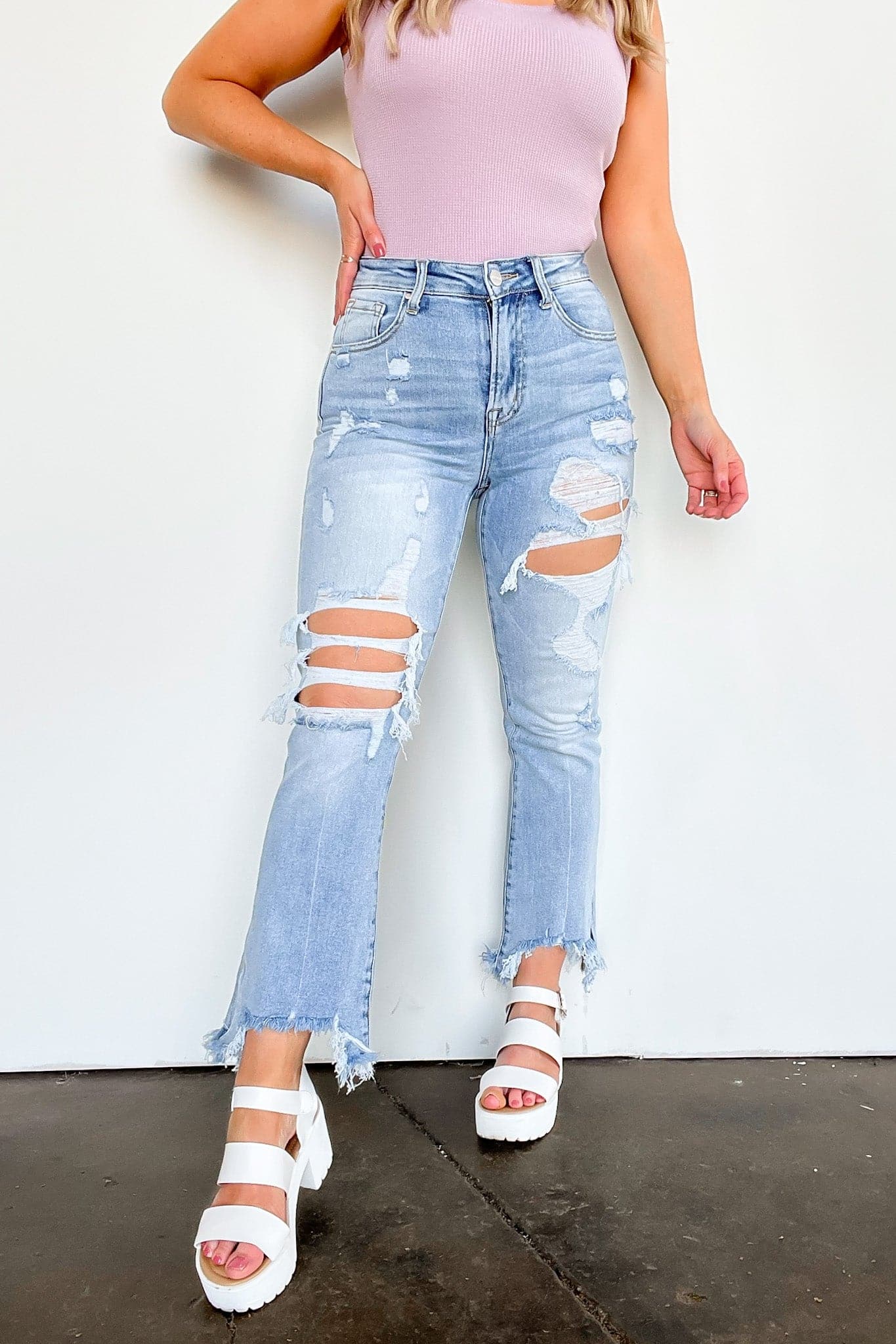  Relay the Message High Rise Distressed Jeans - BACK IN STOCK - kitchencabinetmagic