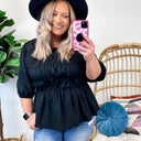 S / Black Remember it Well Woven Smocked Top - FINAL SALE - kitchencabinetmagic