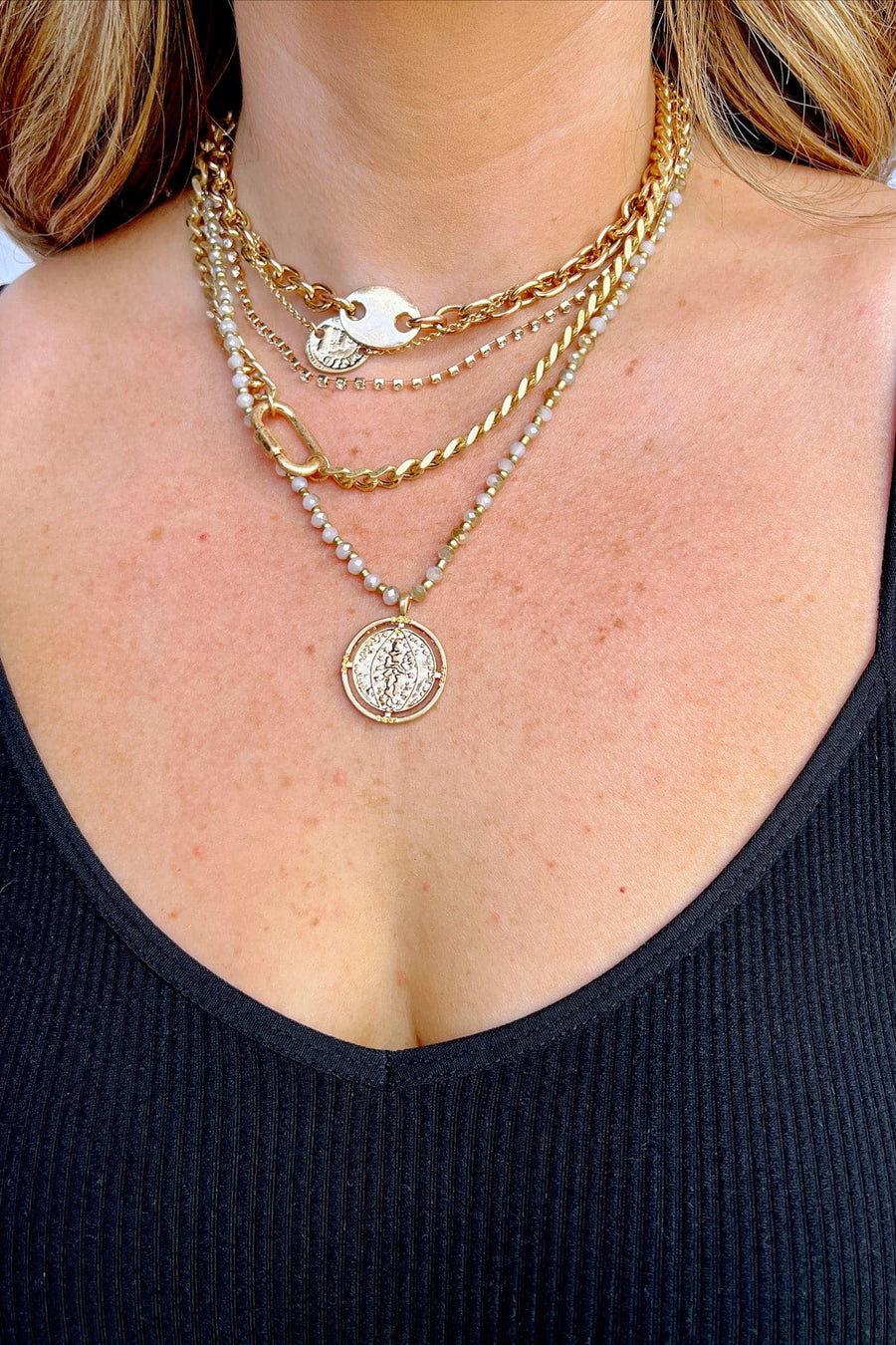 Ivory Rites of Passage Chain and Coin Layered Necklace - BACK IN STOCK - kitchencabinetmagic