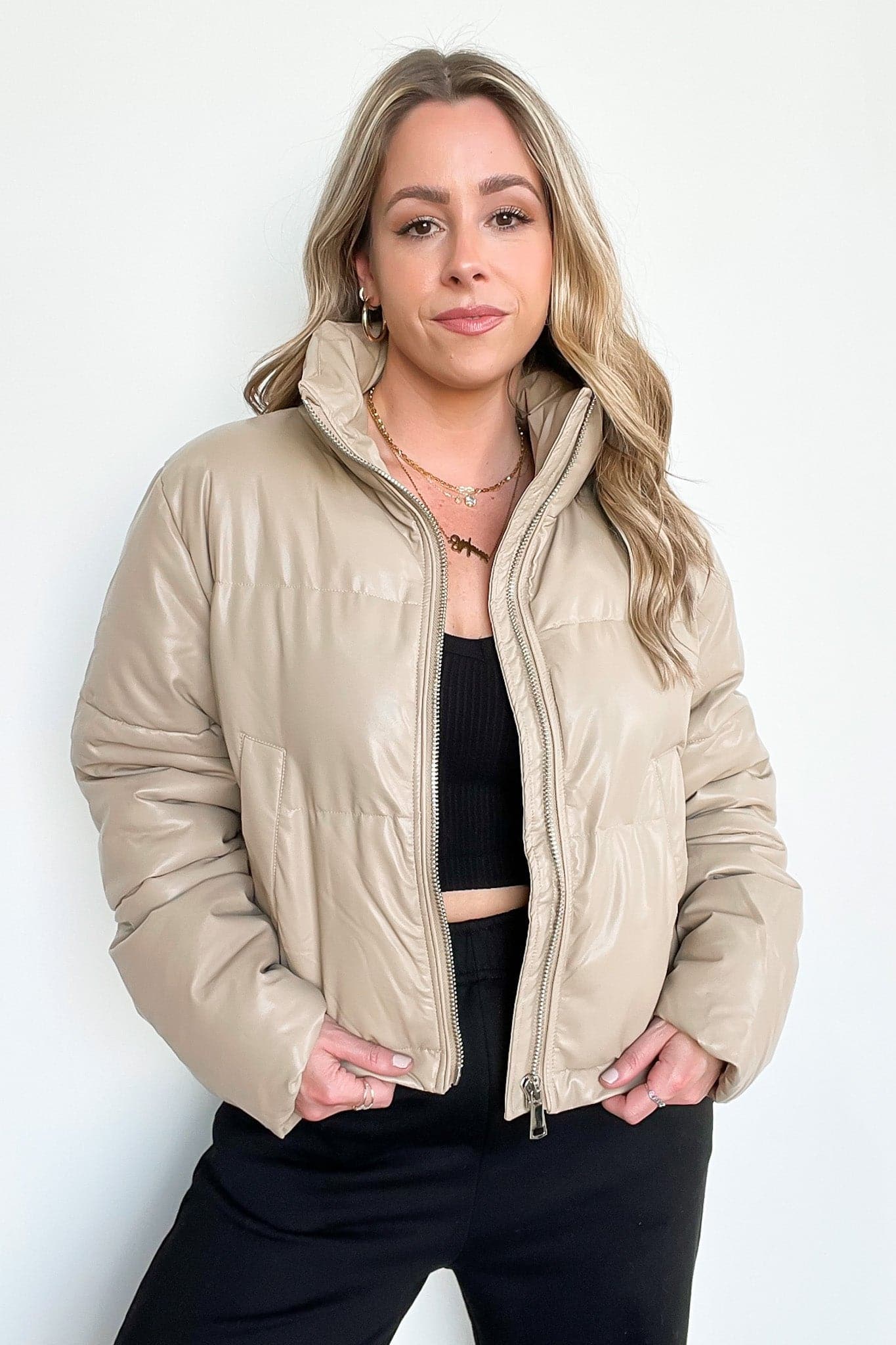  The Ritzy Faux Leather Puffer Jacket - FINAL SALE - kitchencabinetmagic