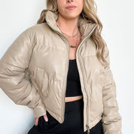  The Ritzy Faux Leather Puffer Jacket - FINAL SALE - kitchencabinetmagic