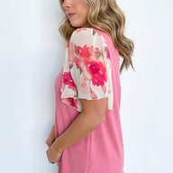  Robynn Floral Chiffon Sleeve Top | CURVE - FINAL SALE - kitchencabinetmagic