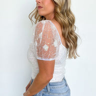  Romantic Thoughts Mesh Puff Sleeve Embroidered Bodysuit - BACK IN STOCK - kitchencabinetmagic