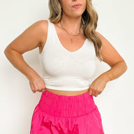 Fuchsia / S Run Around High Waist Smocked Athletic Shorts - kitchencabinetmagic