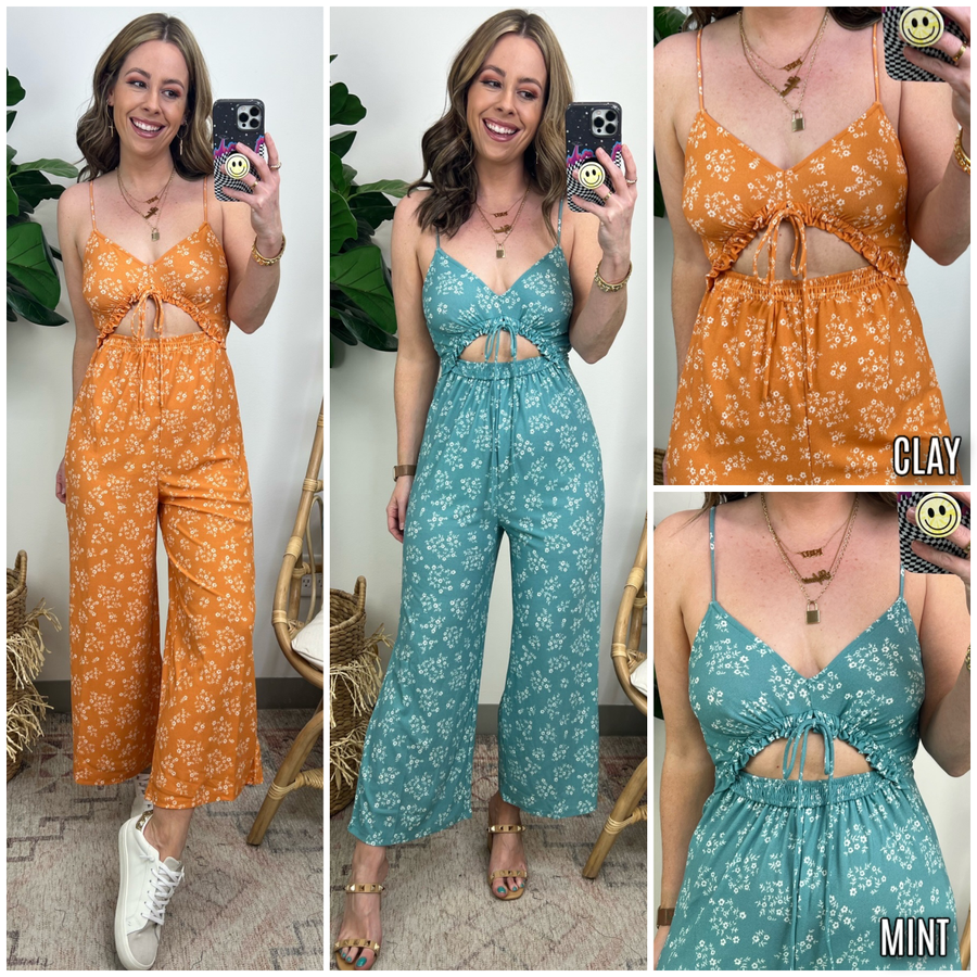  Rush to Romance Cutout Floral Jumpsuit - kitchencabinetmagic