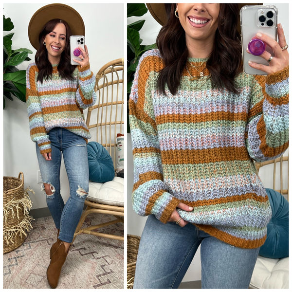  Sahmori Multi Color Striped Knit Sweater - angrybureaucrat