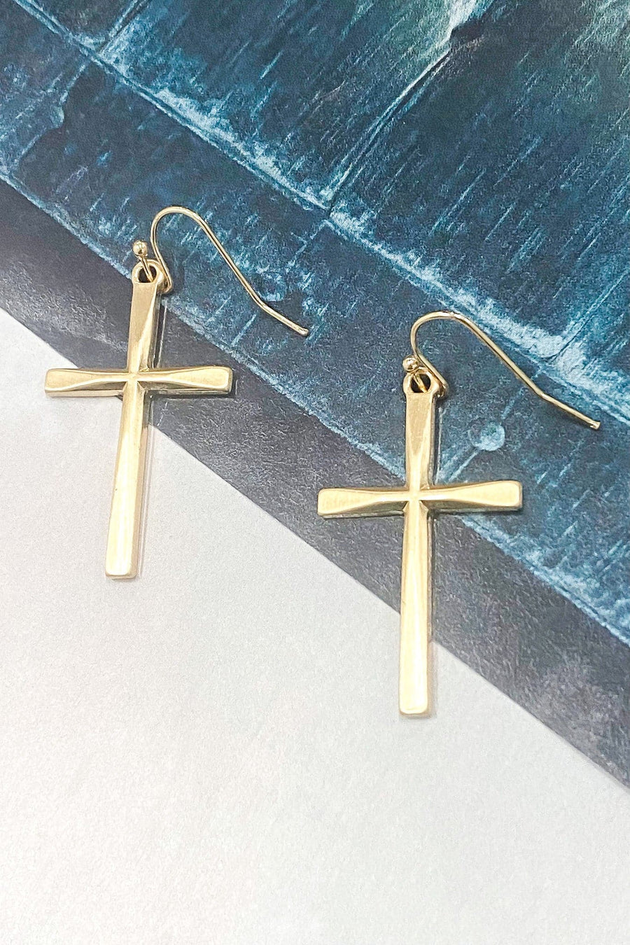 Gold Selah Cross Drop Earrings - FINAL SALE - kitchencabinetmagic
