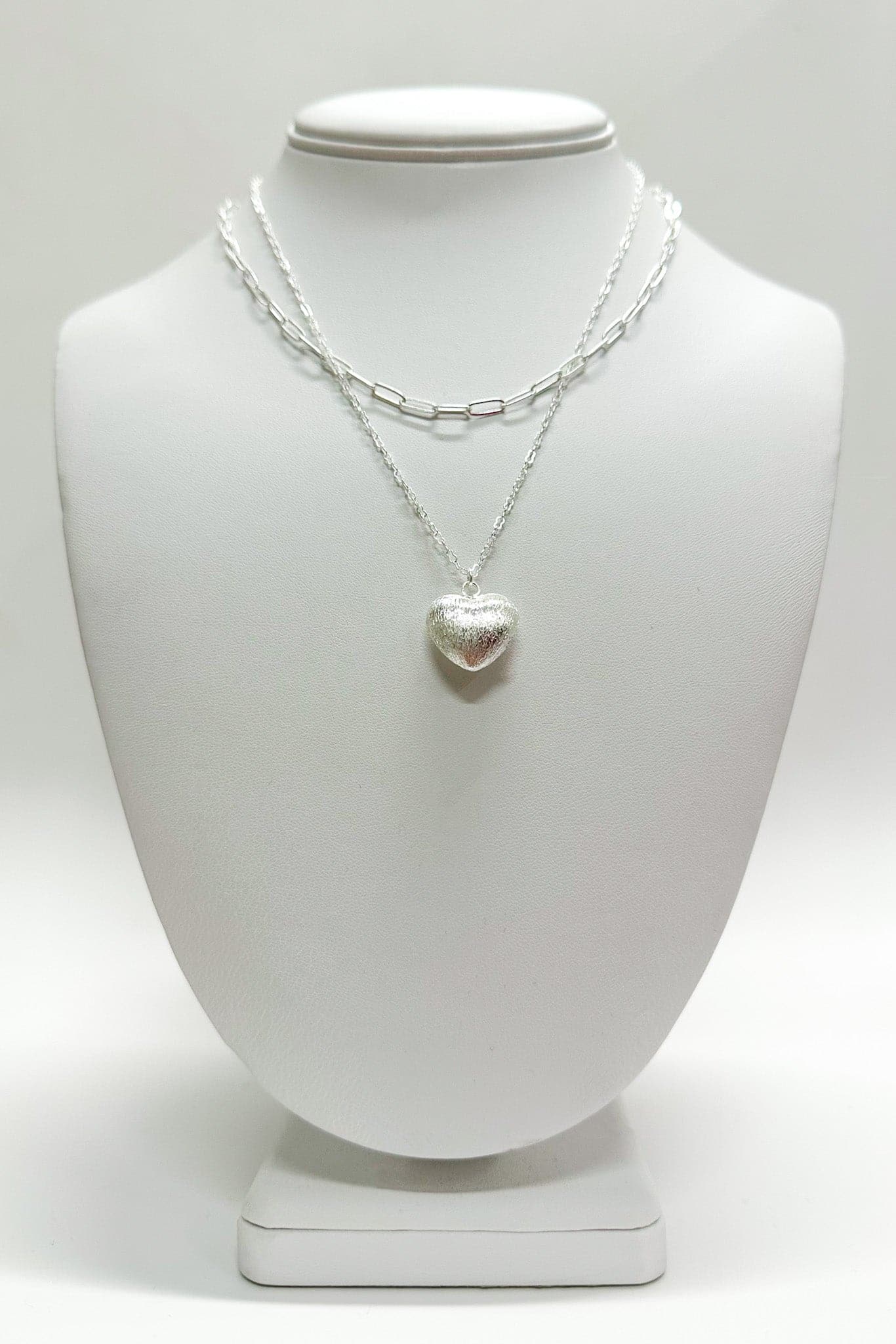 Silver Sellah Heart Chain Layered Necklace - kitchencabinetmagic