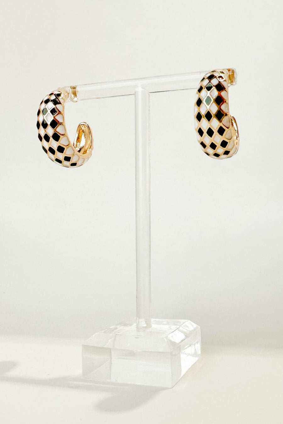  Setting the Trend Checkered Hoop Earrings - BACK IN STOCK - kitchencabinetmagic