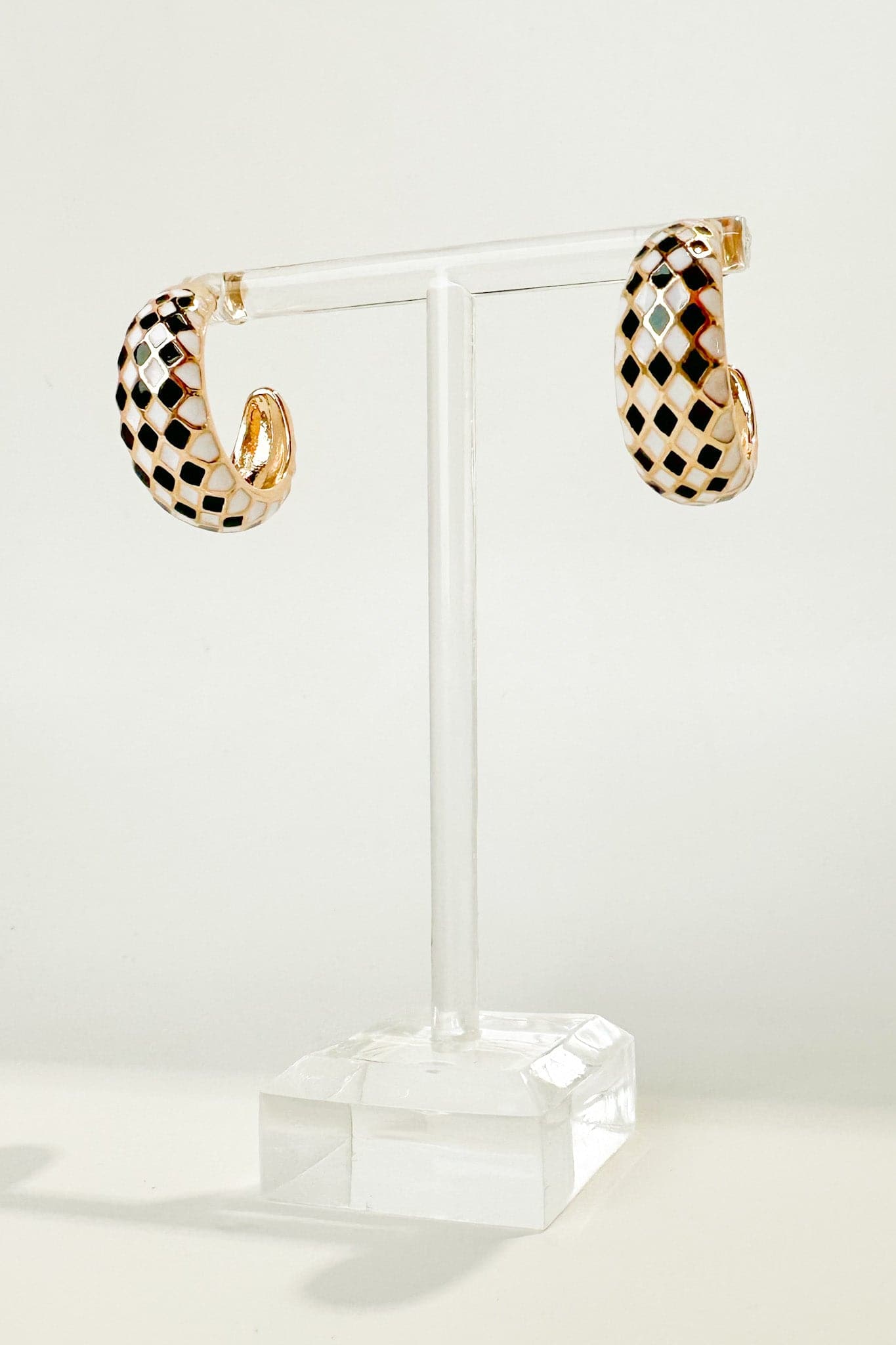  Setting the Trend Checkered Hoop Earrings | PREORDER - kitchencabinetmagic