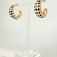 Gold Setting the Trend Checkered Hoop Earrings | PREORDER - kitchencabinetmagic
