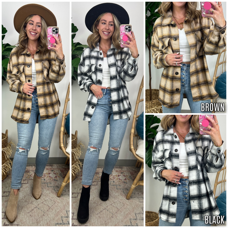  Shainah Button Down Plaid Shacket - FINAL SALE - kitchencabinetmagic