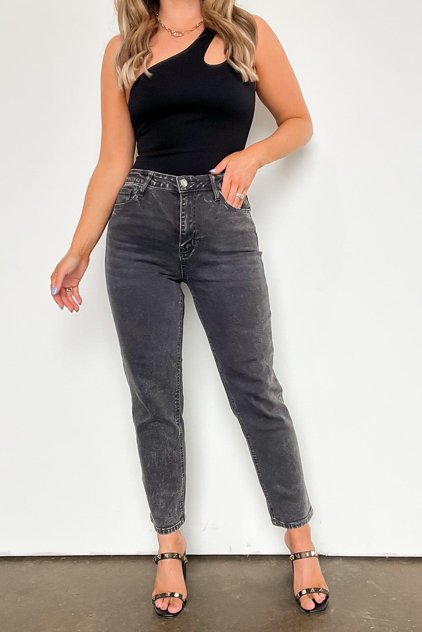  Shaynna High Waist Washed Straight Leg Jeans - kitchencabinetmagic