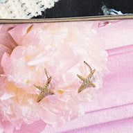 Gold Shining On Crystal Star Earrings - FINAL SALE - kitchencabinetmagic