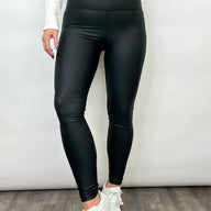 S / Black Sleek and Chic Pebbled Faux Leather Leggings - BACK IN STOCK - kitchencabinetmagic