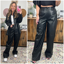  Sleek Style Wide Leg Faux Leather Pants - FINAL SALE - kitchencabinetmagic