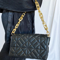 Black Society Pages Quilted Chain Handbag - kitchencabinetmagic