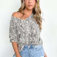 Gray / S Spectacular Grove Floral Dolman Top | CURVE - kitchencabinetmagic