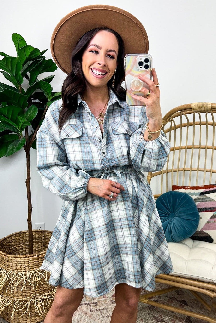  Stacyann Button Down Plaid Flare Dress - FINAL SALE - kitchencabinetmagic