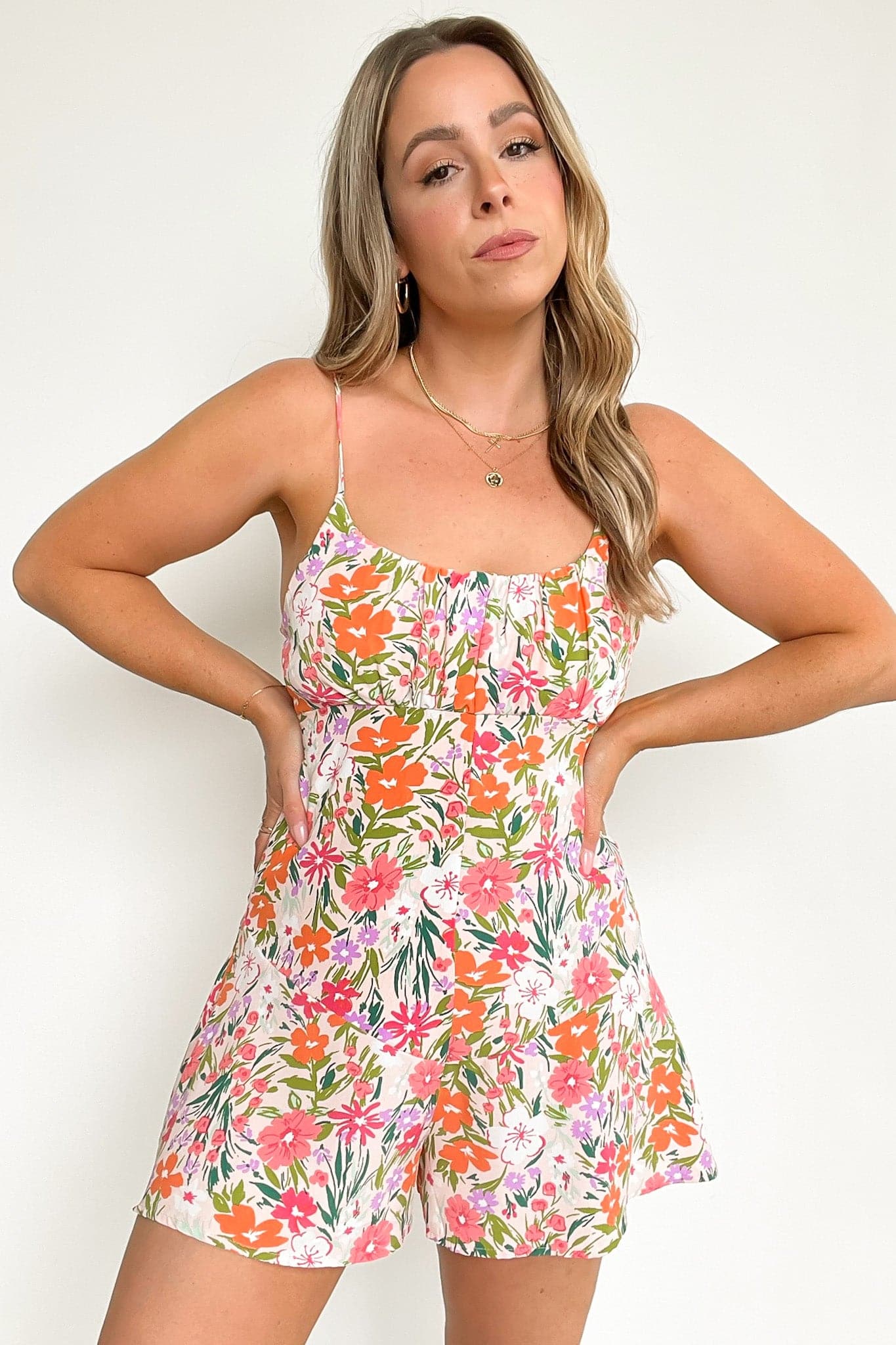  Stories Told Floral Cami Romper - FINAL SALE - kitchencabinetmagic