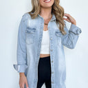  Stormi Relaxed Distressed Denim Shacket - BACK IN STOCK - kitchencabinetmagic