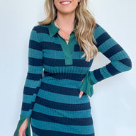  Stripe Your Interest Collared Dress - FINAL SALE - kitchencabinetmagic