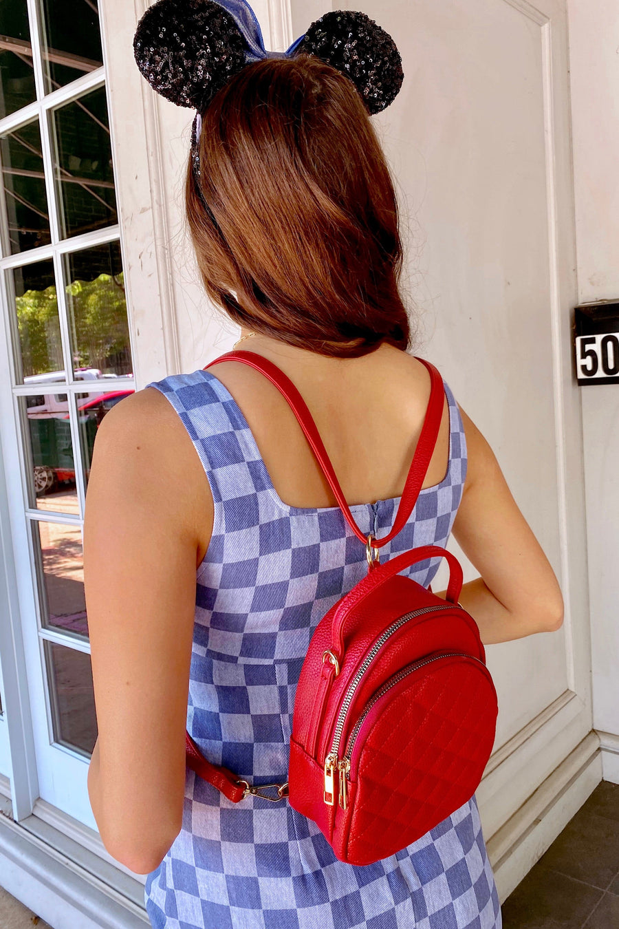 Red Stroll Around Quilted Convertible Backpack - kitchencabinetmagic