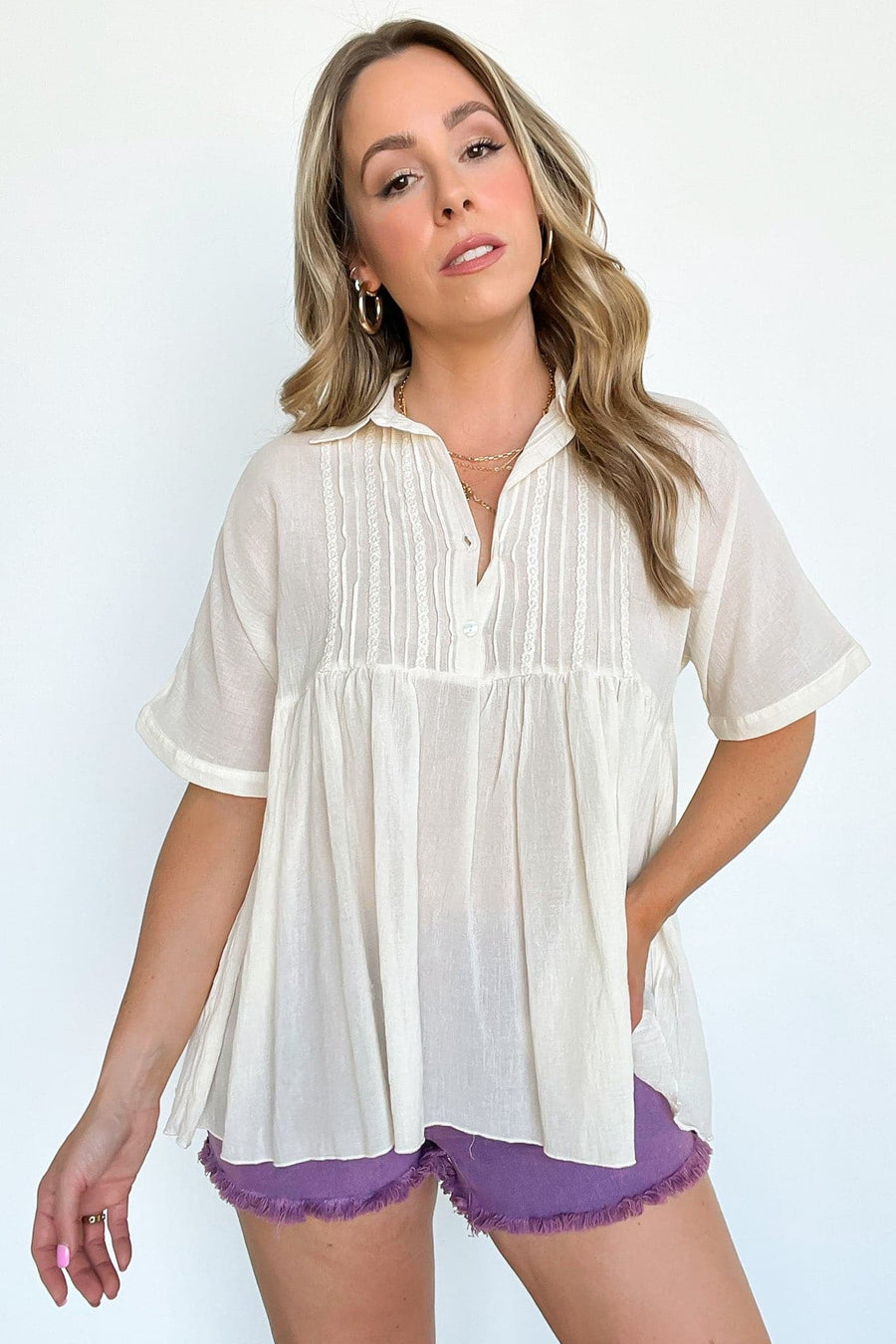  Summertime Inspiration Button Down Flowy Top - kitchencabinetmagic