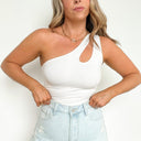 Ivory / S Sunita One Shoulder Cutout Bodysuit - BACK IN STOCK - kitchencabinetmagic