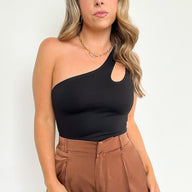  Sunita One Shoulder Cutout Bodysuit - BACK IN STOCK - kitchencabinetmagic