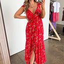 Red / S Sunshine Fields Floral Maxi Dress - BACK IN STOCK - kitchencabinetmagic