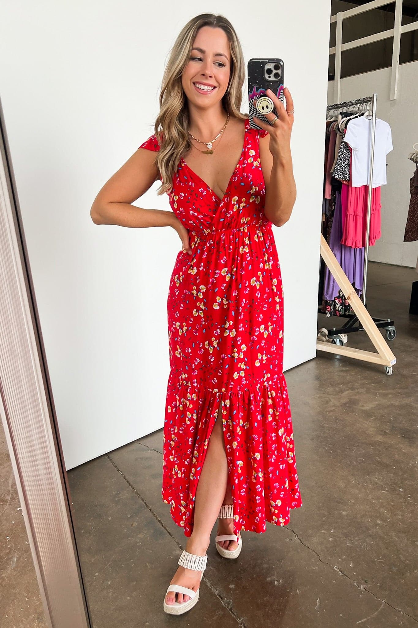 Red / S Sunshine Fields Floral Maxi Dress - BACK IN STOCK - kitchencabinetmagic