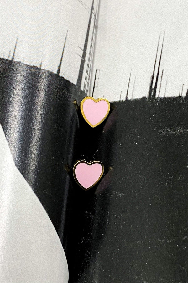 Pink Sweet Confession Heart Stud Earrings - FINAL SALE - angrybureaucrat