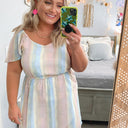 S / Multi Sweet Disposition Pastel Striped Flutter Dress - FINAL SALE - kitchencabinetmagic