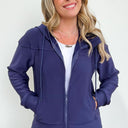 Navy / S Synoy Scuba Knit Zip Hooded Jacket - kitchencabinetmagic