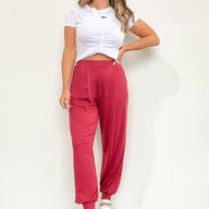 Marsala / S Tailynn Elastic Waist Lounge Pants - kitchencabinetmagic