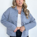 SM / Pewter Talleigh Button Down Quilted Jacket - FINAL SALE - kitchencabinetmagic